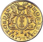 Półtoradukat gdański - August III Sas Gdańsk mint, Polish–Lithuanian Commonwealth, 1763 reverse image