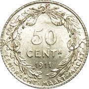 50 Centimes - Albert I Dutch text, Belgium, 1910-1912 reverse image