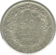 50 Centimes - Albert I French text, Belgium, 1910-1914 reverse image