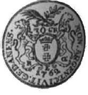 Czterodukat gdański - August III Sas Gdańsk mint, Polish–Lithuanian Commonwealth, 1762 reverse image