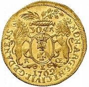 Pięciodukat gdański - August III Sas Gdańsk mint, Polish–Lithuanian Commonwealth, 1762 reverse image
