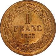 1 Franc - Léopold I Pattern, Belgium, 1833 reverse image