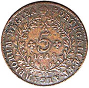5 Réis - Maria II, Portugal, 1843 reverse image
