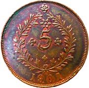5 Réis - Carlos I, Portugal, 1901 reverse image