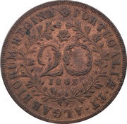 20 Réis - Maria II, Portugal, 1843 reverse image