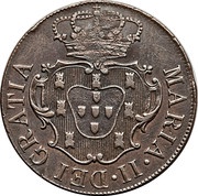 20 Réis - Luis I Countermark "BIG CROWN" over X Réis - Maria II, Azores obverse image