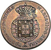 40 Réis - Luiz I Countermark "BIG CROWN" over ½ Macuta - Maria II, Angola, Portugal, 1871 reverse image