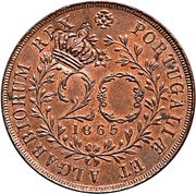 40 Réis - Luiz I Countermark"BIG CROWN" over 20 Réis - Açores obverse image