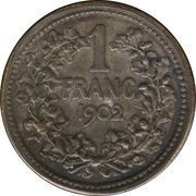 1 Franc Pattern, Belgium, 1902 reverse image