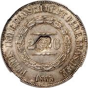 1200 Réis - Luis I Countermark "BIG CROWN" over "2000 Réis - Pedro II, Brazil" obverse image