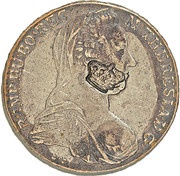 1200 Réis - Luis I Countermark "BIG CROWN" over 1 Thaler - Maria Theresa, Austria obverse image