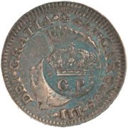 60 Réis - Luis I Countermark "CROWNED G.P." over ½ Real - Carlos III, Mexico obverse image