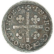 100 Réis - Luiz I Countermark"CROWNED G.P." over "½ Tostão, Portugal" obverse image