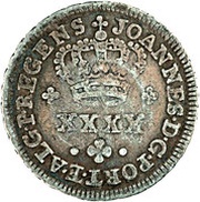 100 Réis - Luiz I Countermark"CROWNED G.P." over "½ Tostão, Portugal" reverse image