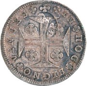 200 Réis - Luis I Countermark "CROWNED G.P." over "150 Réis - Maria I, Azores" reverse image