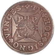 200 Réis - Luis I Countermark "CROWNED G.P." over 6 Vinténs - Pedro II, Porto obverse image