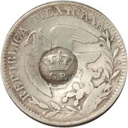 300 Réis - Luís I Countermark "Crowned G.P." over 2 Reales, Mexico Rep. obverse image