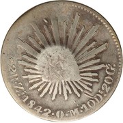 300 Réis - Luís I Countermark "Crowned G.P." over 2 Reales, Mexico Rep. reverse image