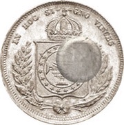 300 Réis - Luís I Countermark "Crowned G.P." over 200 Réis - Pedro II, Brazil Imp. reverse image