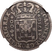 600 Réis Countermark "Crowned G.P." over 1 Cruzado - Portugal, Portugal, 1887 reverse image