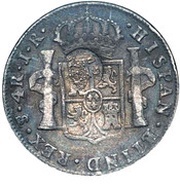 600 Réis Countermarked over 4 Reales - Carlos III; Bolívia obverse image