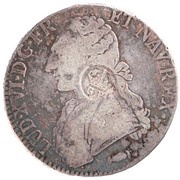 1200 Réis - Luis I Countermark "Crowned GP" over "1 Ecu - Louis XVI; France" obverse image