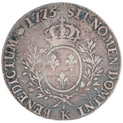 1200 Réis - Luis I Countermark "Crowned GP" over "1 Ecu - Louis XVI; France" reverse image