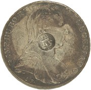 1200 Réis - Luis I Crown "G.P" countermarked over 1 Thaler - Maria Theresa; Austria obverse image