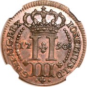 3 Réis - José I Pattern reverse image