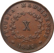 10 Réis - Maria II, Portugal, 1842-1852 reverse image