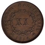 20 Réis - Maria II, Portugal, 1842-1852 reverse image