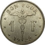 1 Franc French text, Belgium, 1922-1934 reverse image