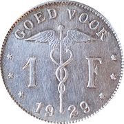 1 Franc Pattern - Dutch text, Belgium, 1929 reverse image