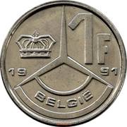 1 Franc - Baudouin I Dutch text reverse image