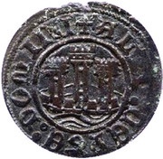 Ceitil - Afonso V Group 7 - Long and low outside wall, whose ends touch or cut the circumference; Shield of the 4th type obverse image