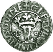 Vintém - João II Shield without castles,"L-o" at each side of "Y", Lisboa mint obverse image