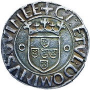 Vintém - João II Shield without castles,"L-o" at each side of "Y", Lisboa mint, Portugal, 1490-1495 reverse image