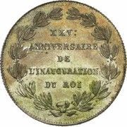 2 Francs French text - Anniversary of Inauguration, Belgium, 1856 reverse image