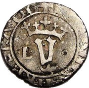 Vintém - João II "•L• - º" at each side of "Y"; Lisboa mint obverse image