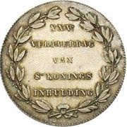 2 Francs Dutch text - Anniversary of Inauguration, Belgium, 1856 reverse image