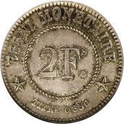 2 Francs - Léopold I Trial strike, Belgium, 1859 reverse image