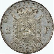 2 Francs Independence, Belgium, 1880 reverse image