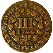 3 Reis - João V, Portugal, 1734-1744 reverse image