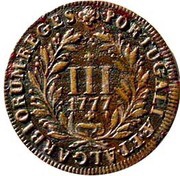 3 Réis - Maria I and Pedro III, Portugal, 1777-1778 reverse image