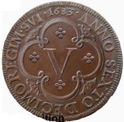 V Reis - Pedro Prince Regent, Portugal, 1682-1683 reverse image