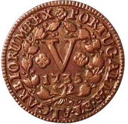 5 Reis - João V, Portugal, 1723-1736 reverse image