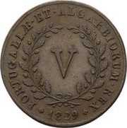 5 Réis - Miguel I, Portugal, 1829 reverse image