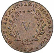 5 Réis - Maria II, Portugal, 1836 reverse image