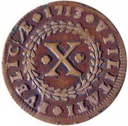 10 Reis - João V Lisbon mint, Portugal, 1712-1721 reverse image