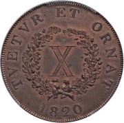 10 Réis - João VI Pattern, Portugal, 1820 reverse image